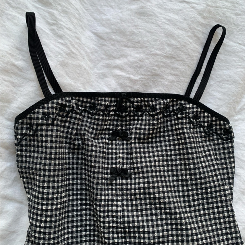 NWT Doen Adrielle Maillot Bow One Piece Swim Suit La Maddalena Gingham Black - Picture 10 of 15